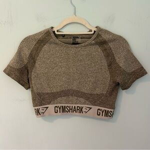 Gymshark Khaki/Sand Green Flex Short Sleeve Crip Top Size Large